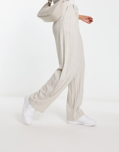 Weekday Lilah linen mix trousers in stone