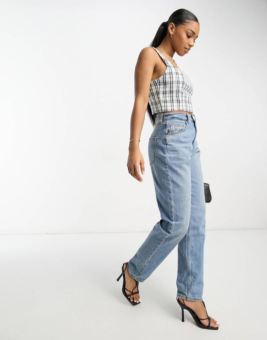 Abercrombie & Fitch tweed top in blue check