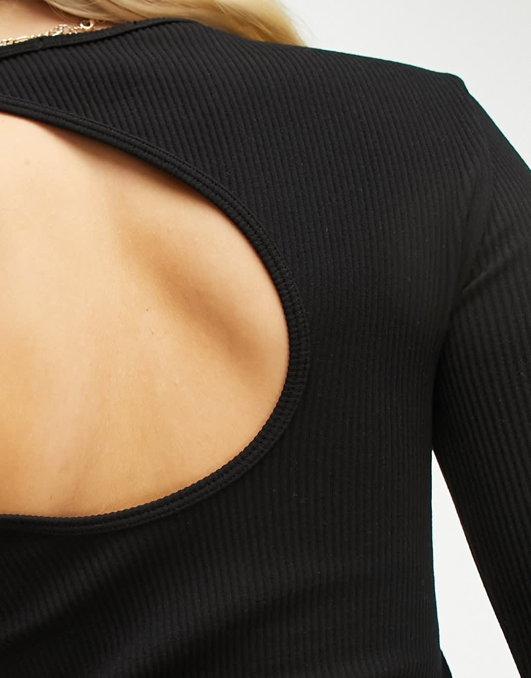 Stradivarius STR cut out seamless top in black