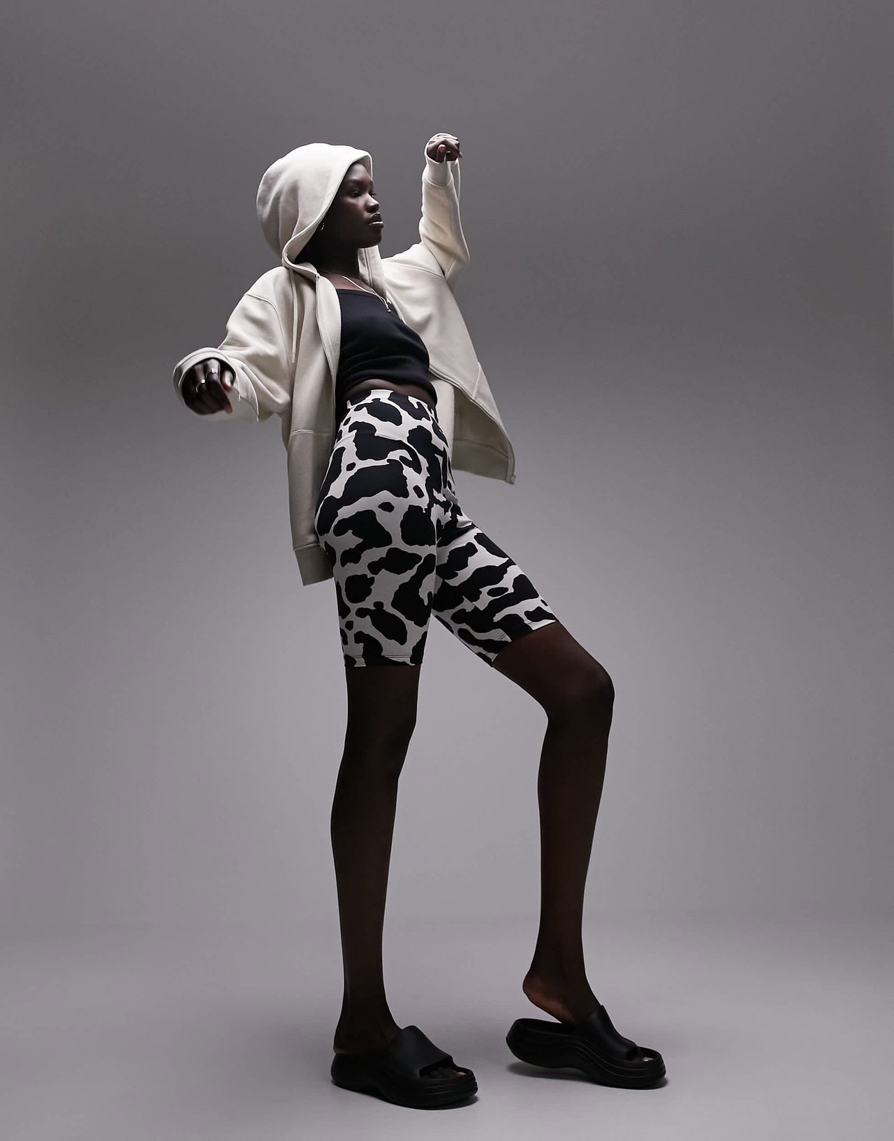 Topshop Tall animal printed legging short in multi