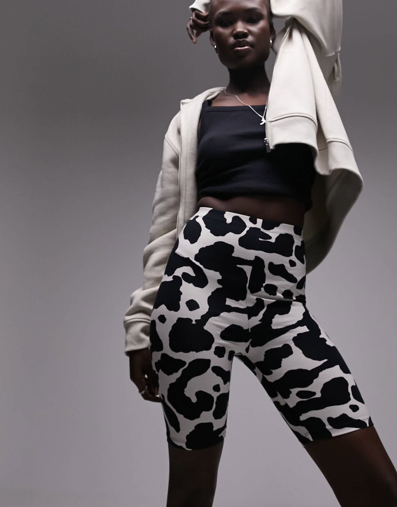 Topshop Tall animal printed legging short in multi