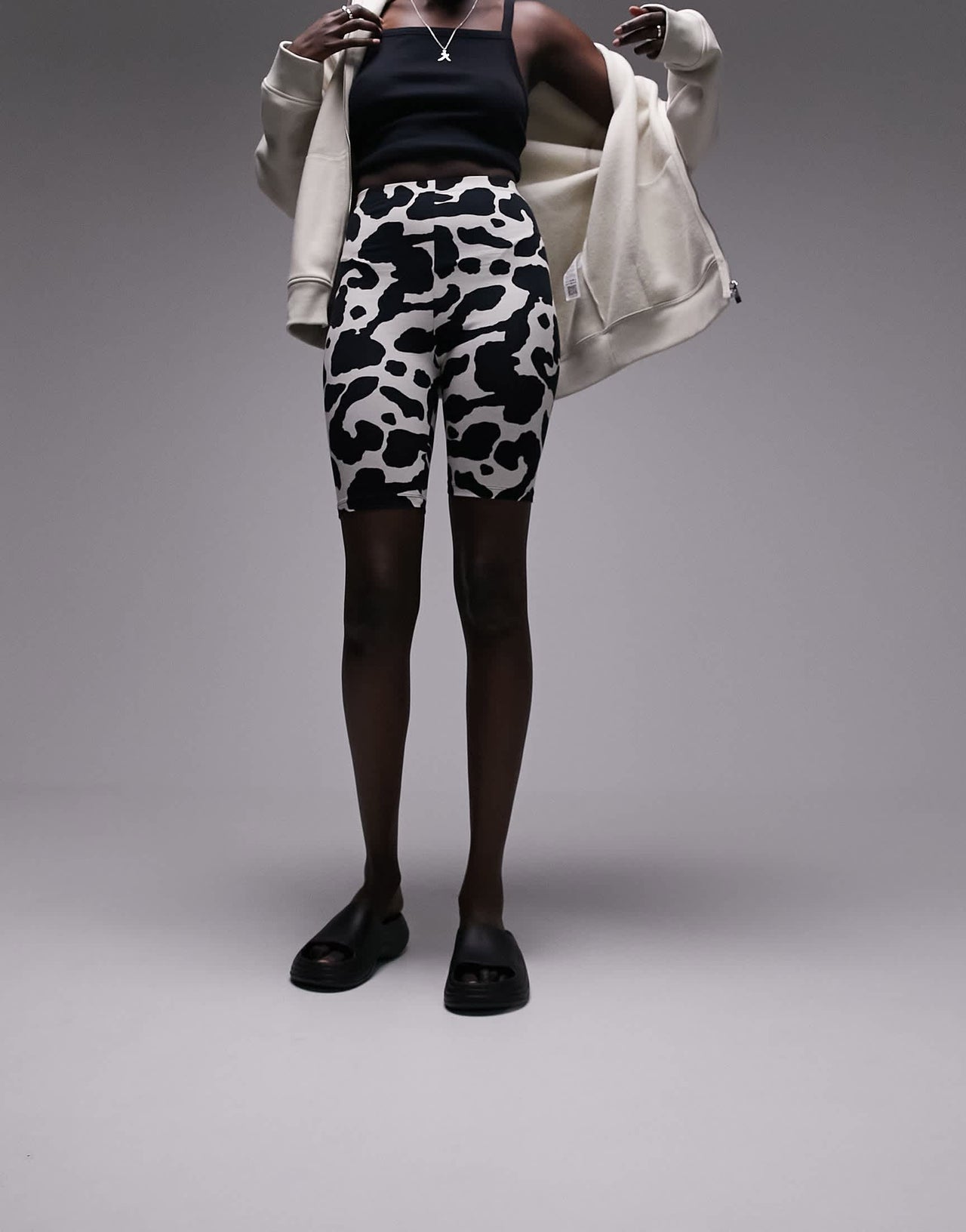 Topshop Tall animal printed legging short in multi