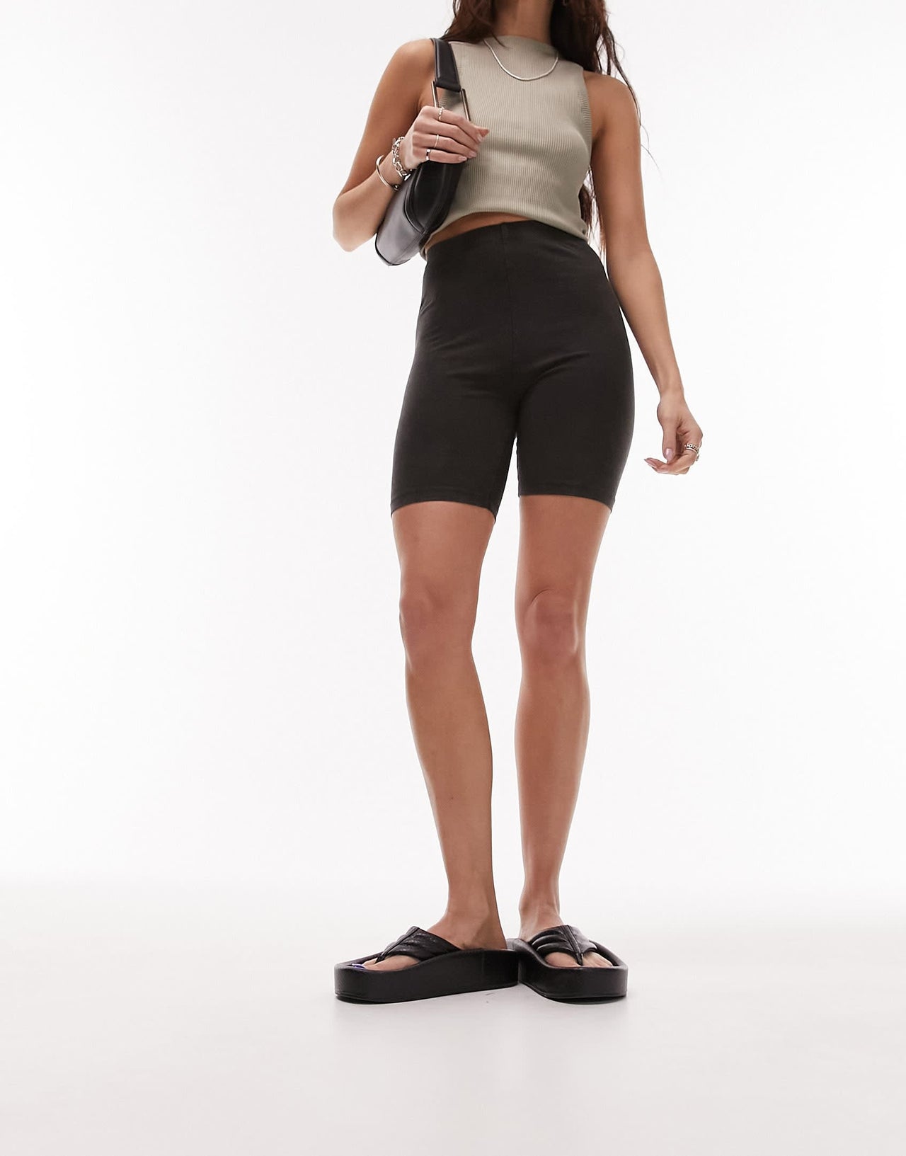 Topshop plain colour washed legging short in charcoal