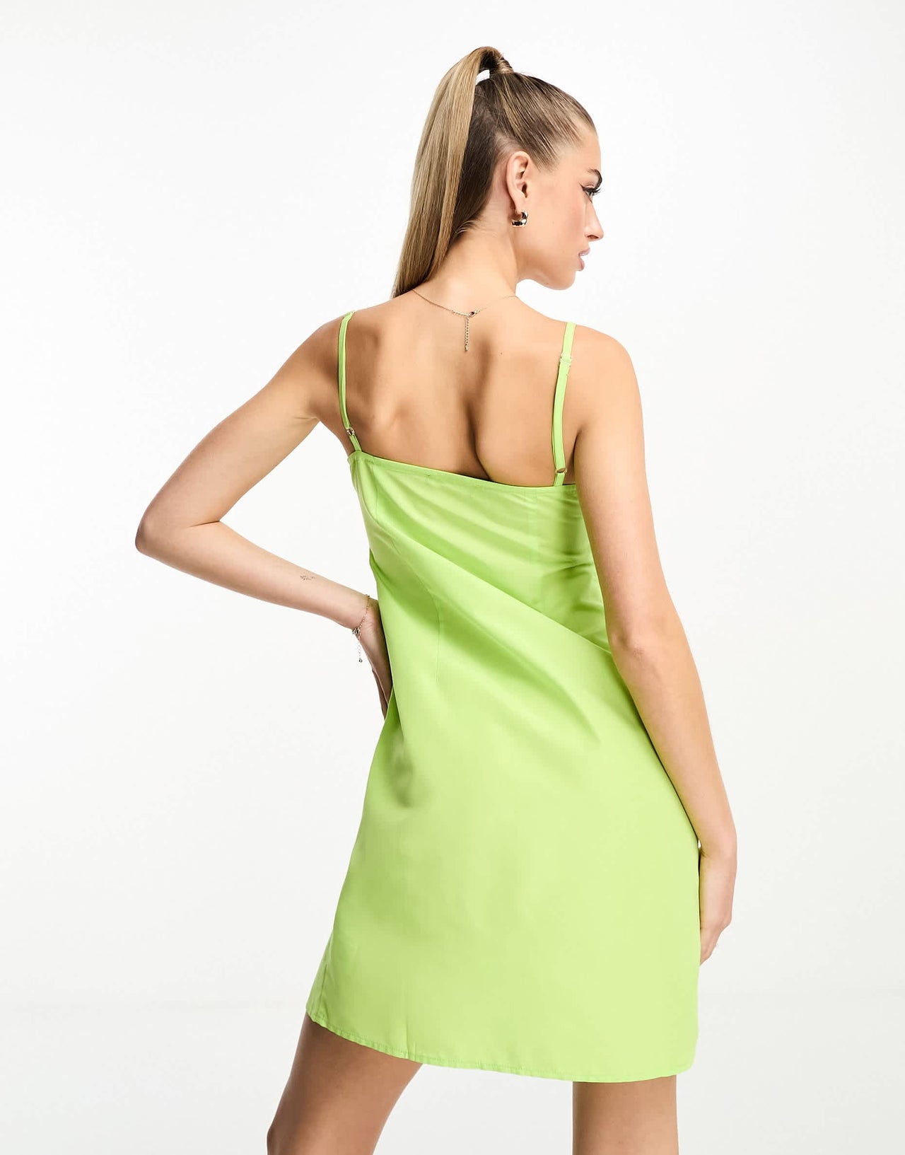 Threadbare poplin cut out cami mini dress in lime