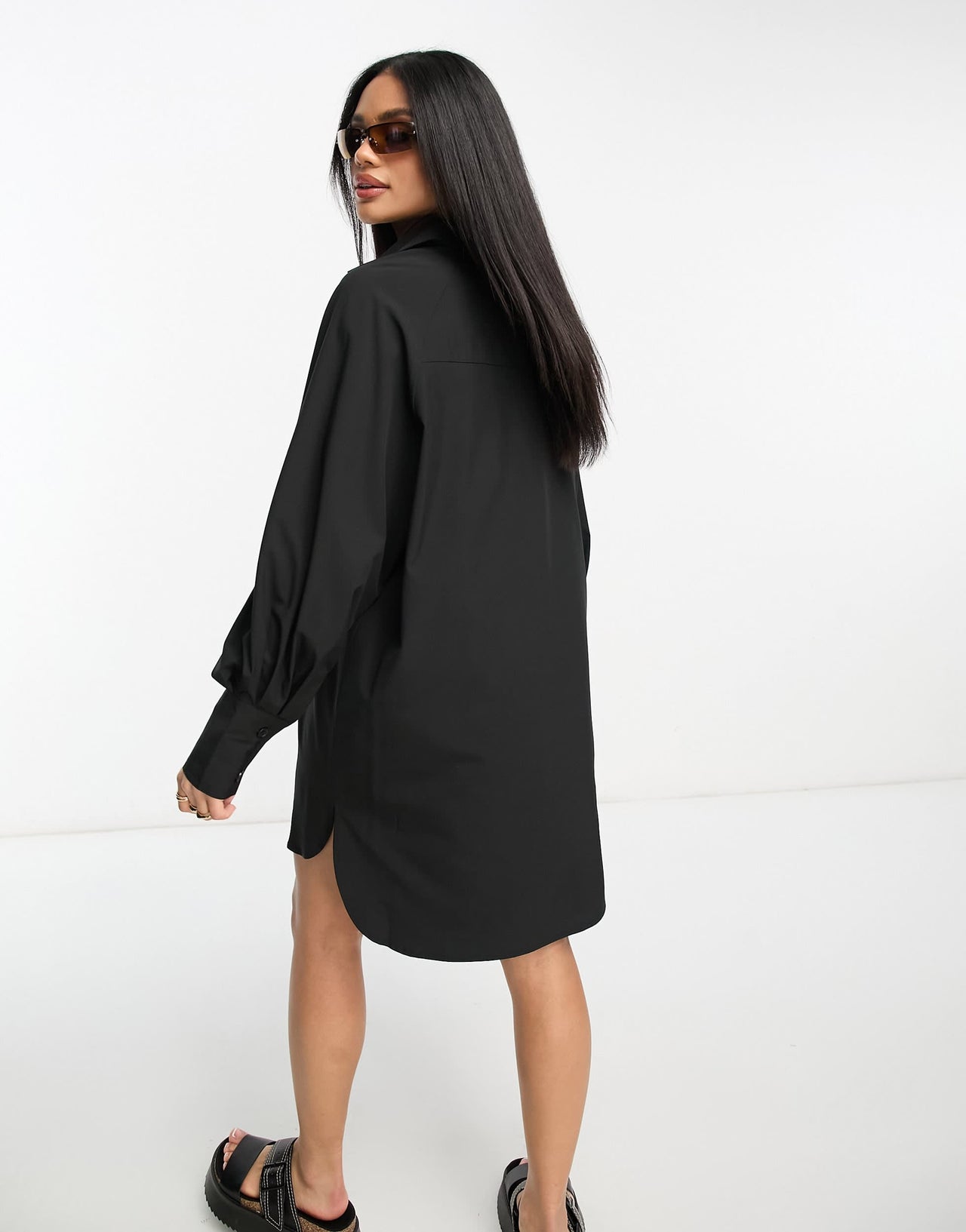 Threadbare Sheila mini shirt dress in black