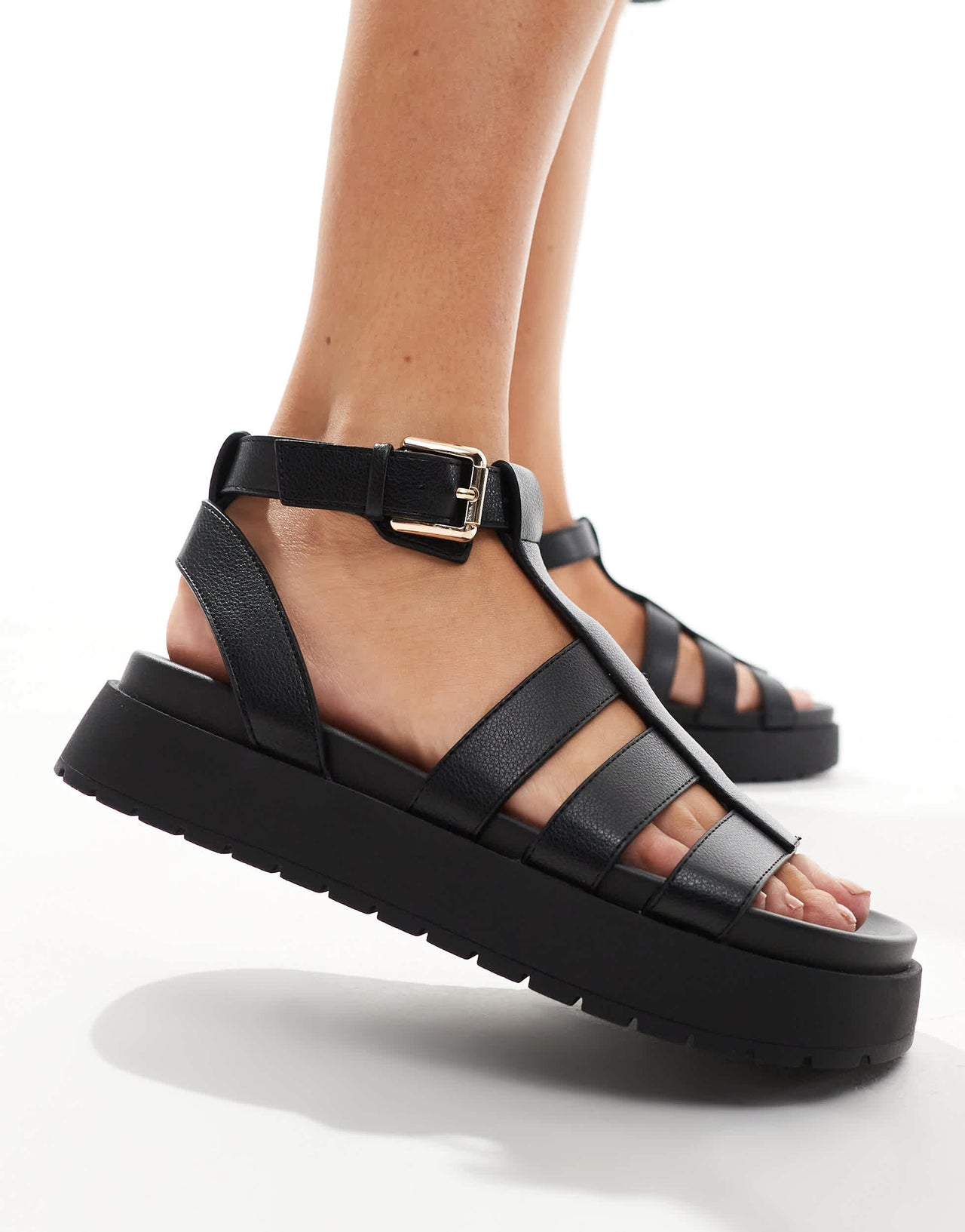 Bershka flatform gladiator sandals in black