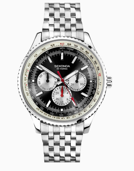 Sekonda maverick bracelet watch with black dial in silver