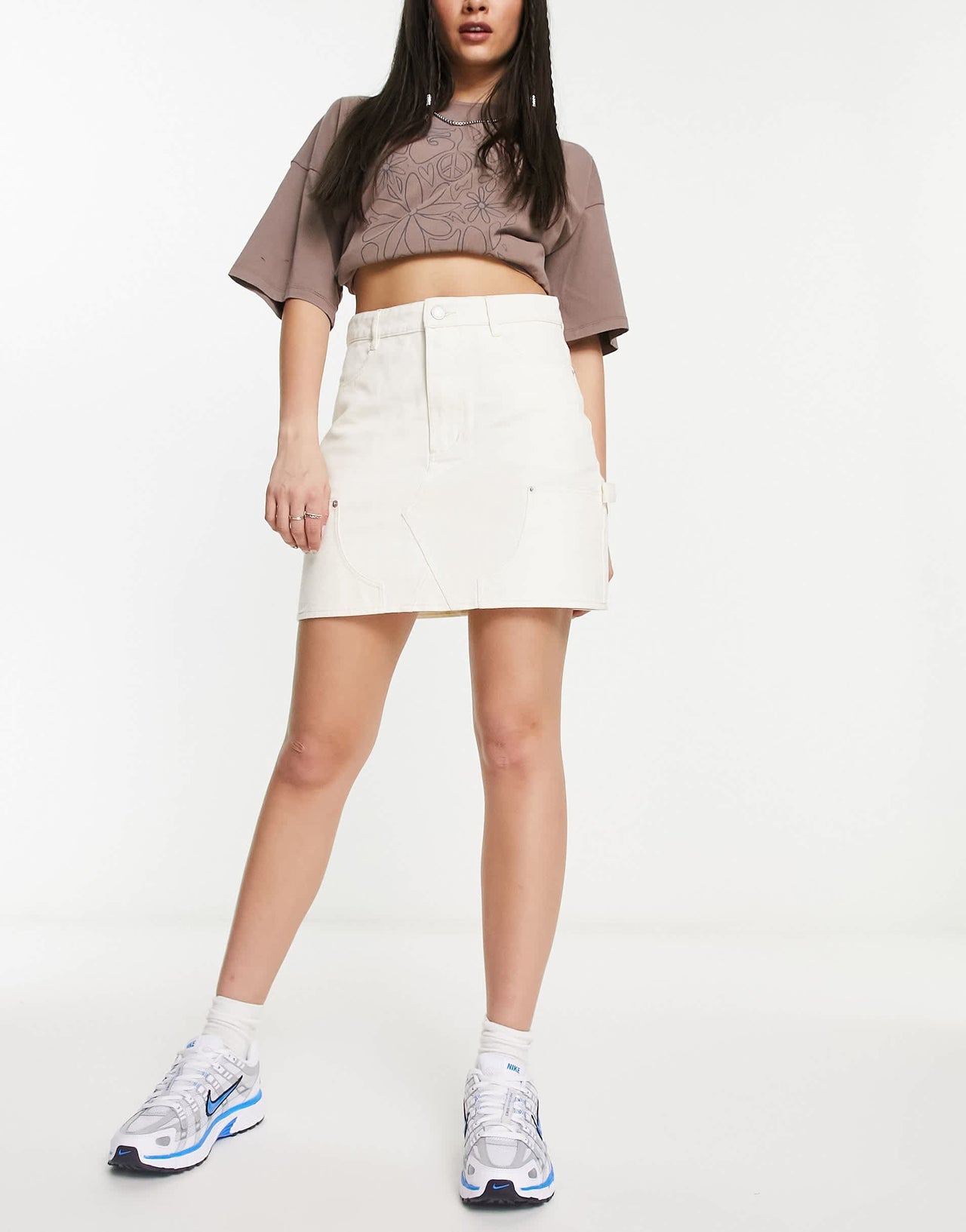 Obey bibi carpenter skirt in off white