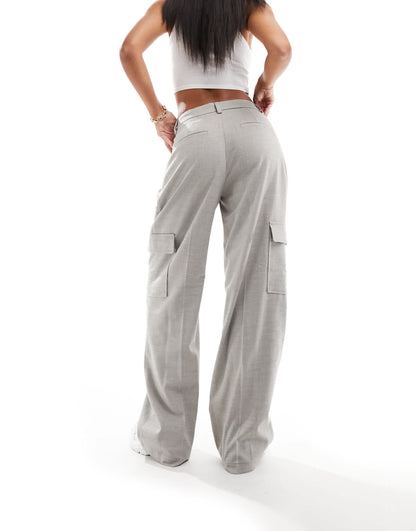 Object tailored cargo trousers in grey melange