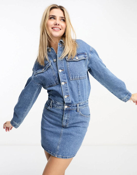 Urban Revivo denim mini dress in blue