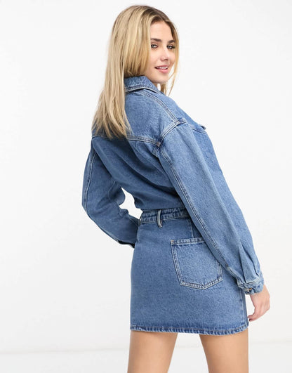 Urban Revivo denim mini dress in blue