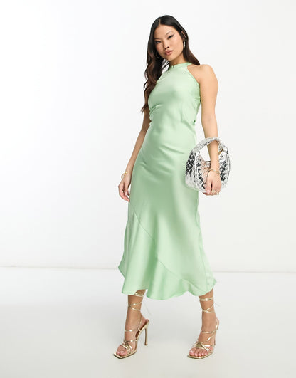 Vila Petite halterneck maxi dress in mint green