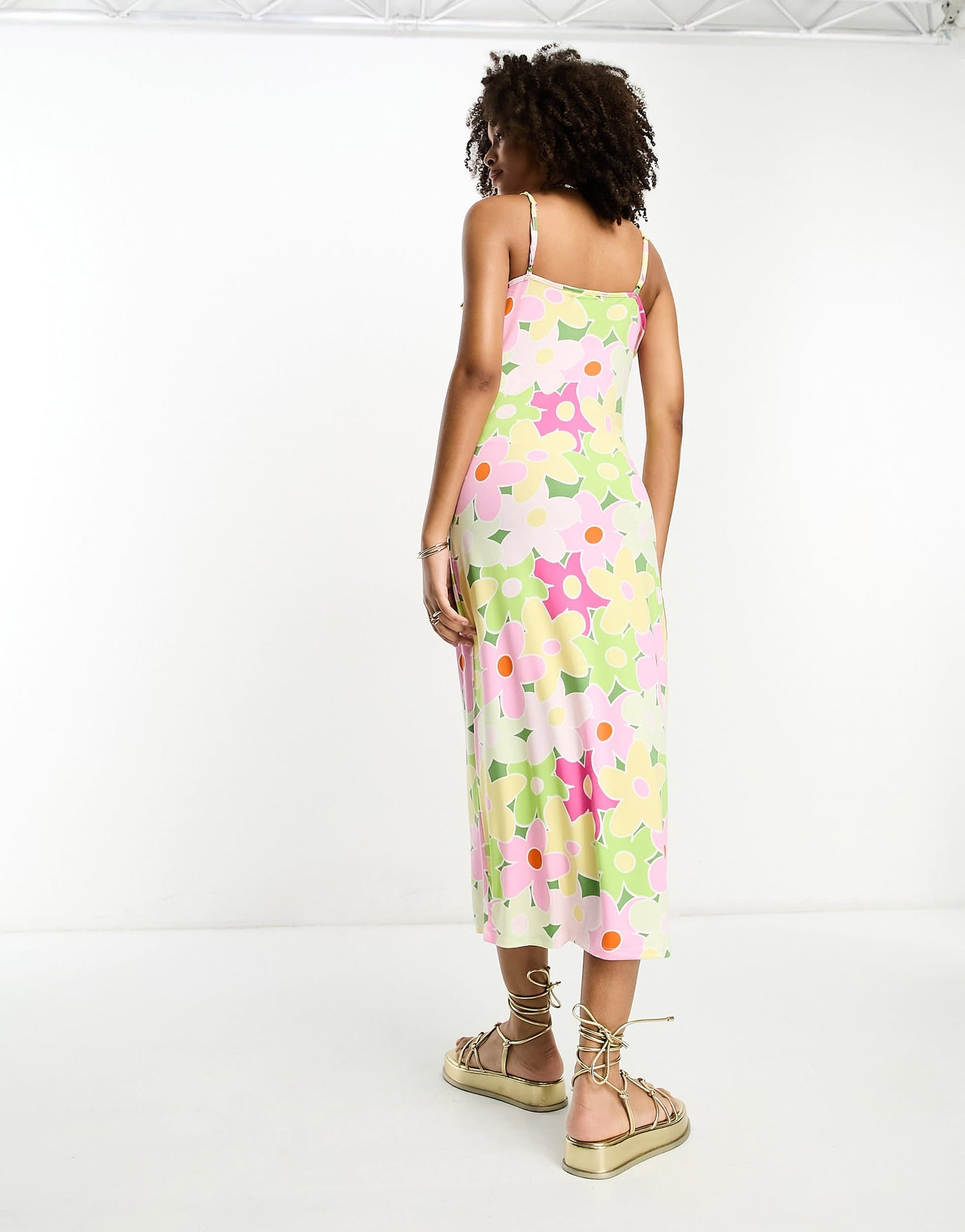 Vila cami midi dress in garden retro floral
