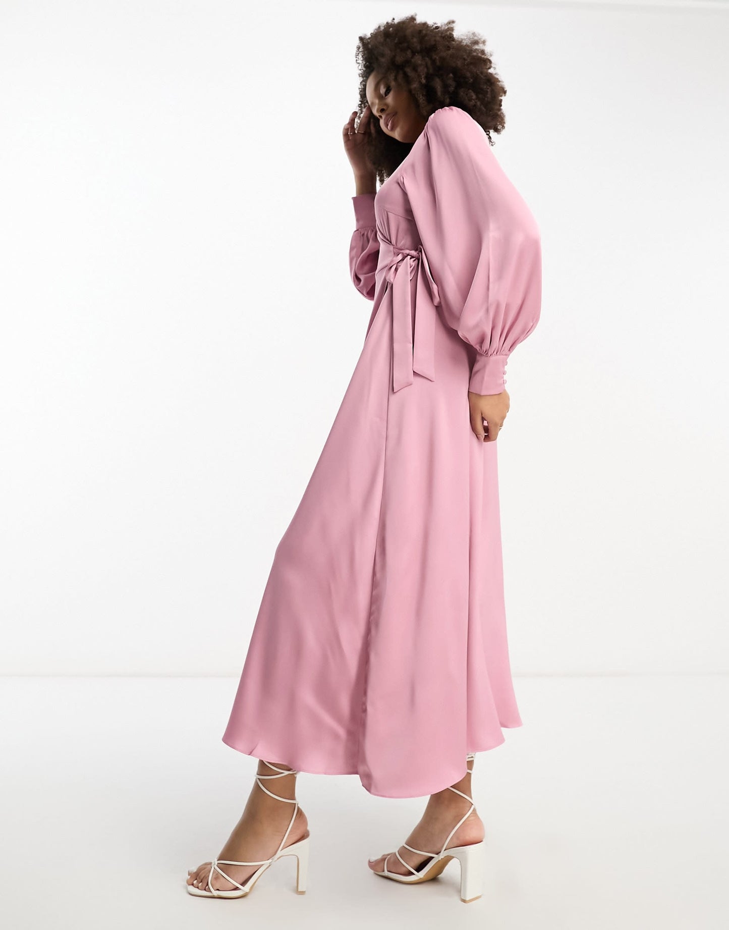 Vila Bridesmaid wrap full maxi dress in dusty pink