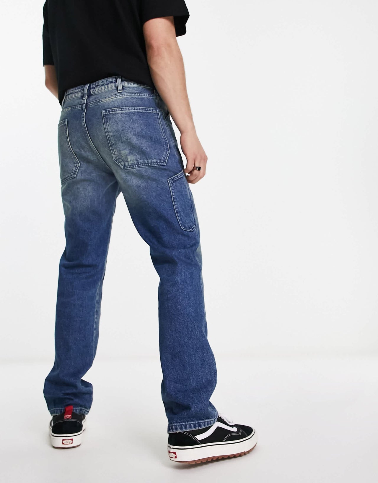 ASOS DESIGN straight jeans with carpenter details in tinted blue