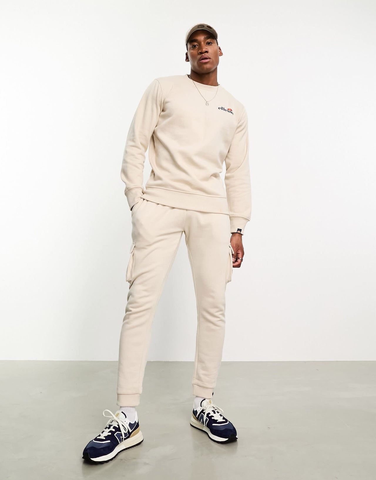 ellesse Paliano sweatshirt with back logo in stone