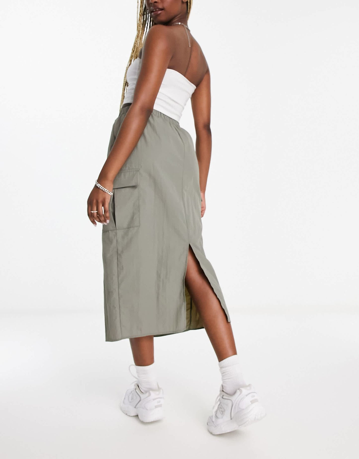 I Saw It First cargo midi skirt in khaki