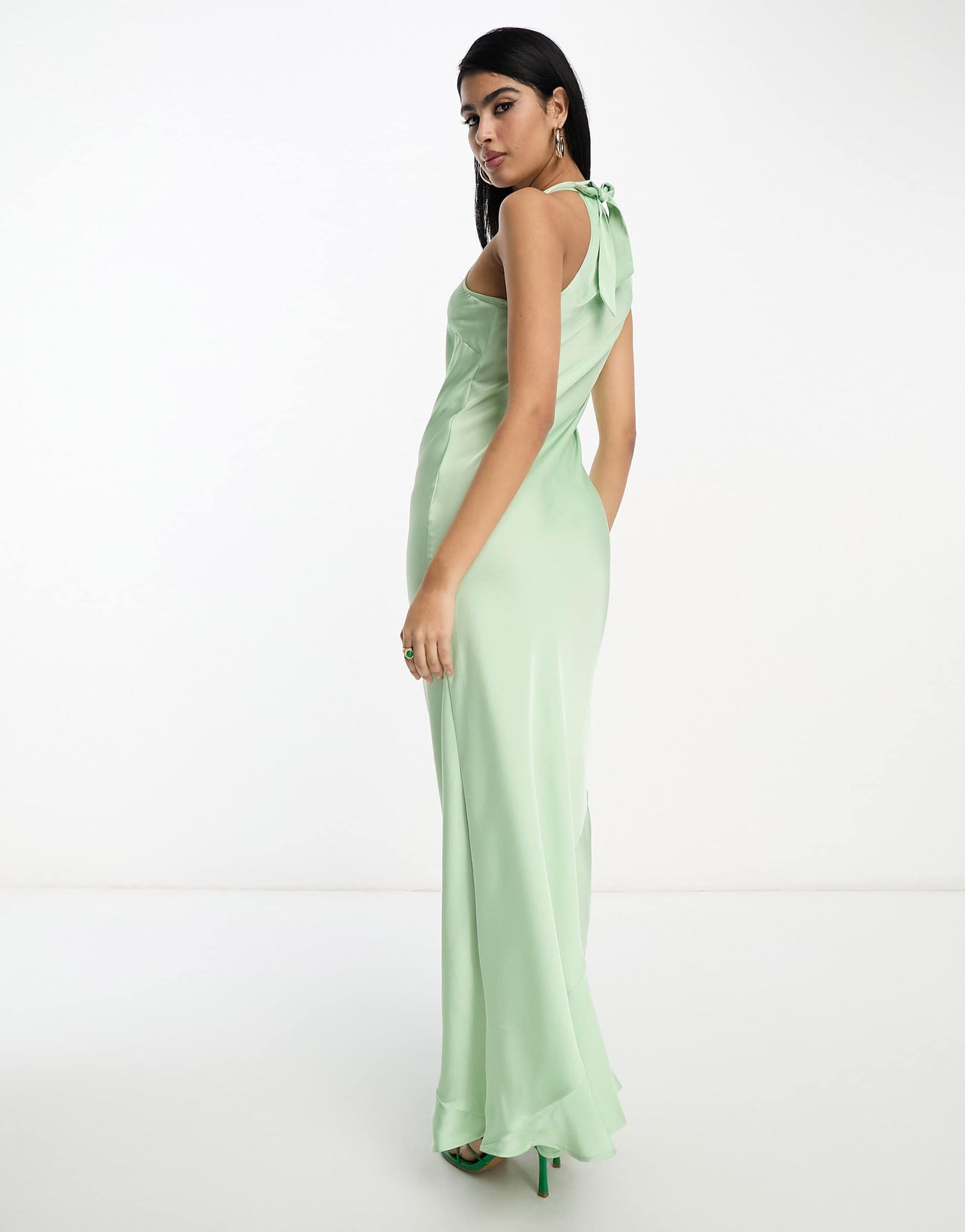 Vila Bridesmaid halterneck maxi dress in mint green