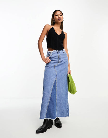 Sixth June thick knitted halterneck crop top in black