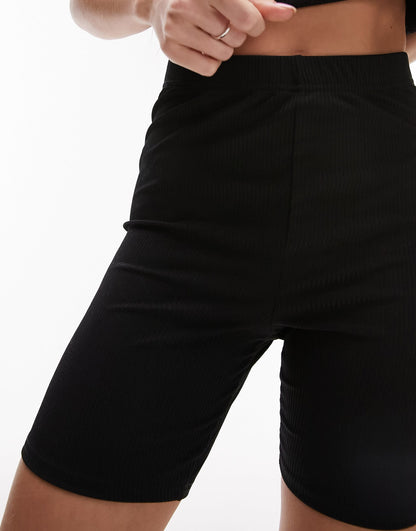 Topshop skinny rib legging short in black
