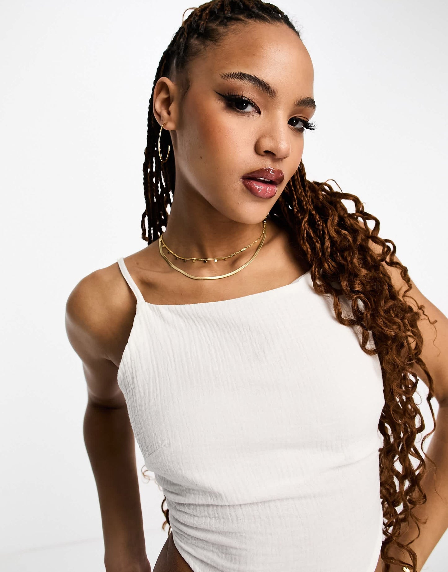 Vero Moda square neck hanky top with tie back in white