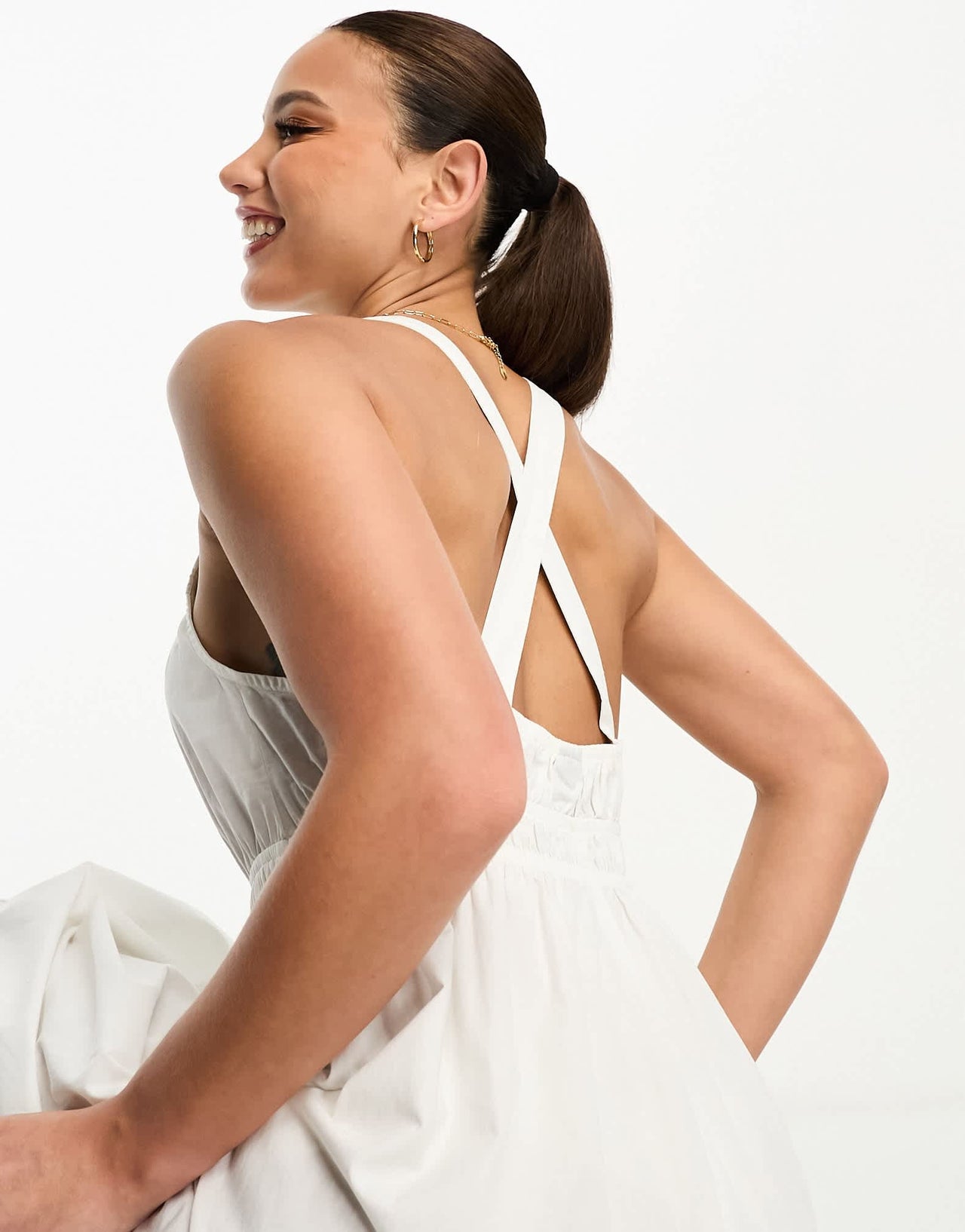 Vero Moda Tall cross back maxi dress in white