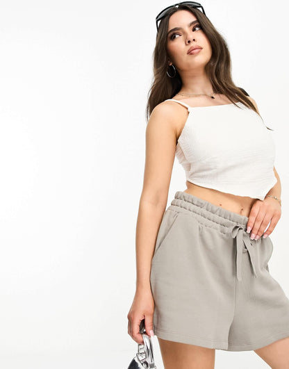 Vero Moda Petite square neck hanky top with tie back in white