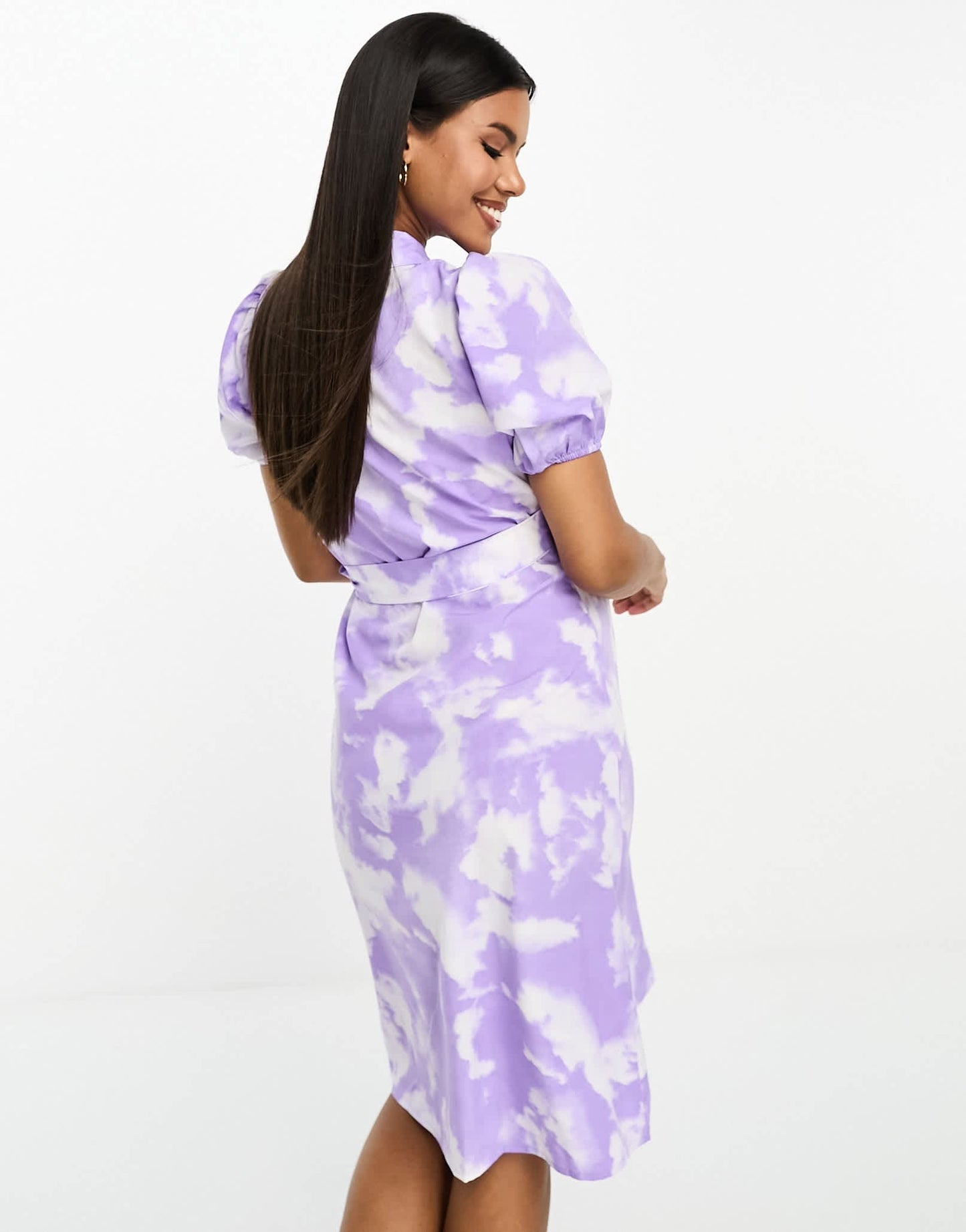 Mamalicious Maternity wrap front midi dress in lilac and white