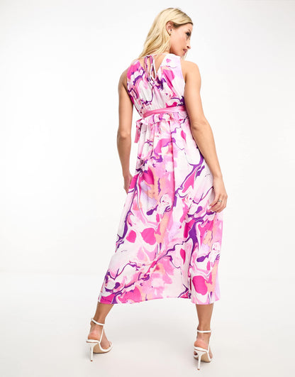 Mamalicious Maternity sleeveless midi dress in pink florals