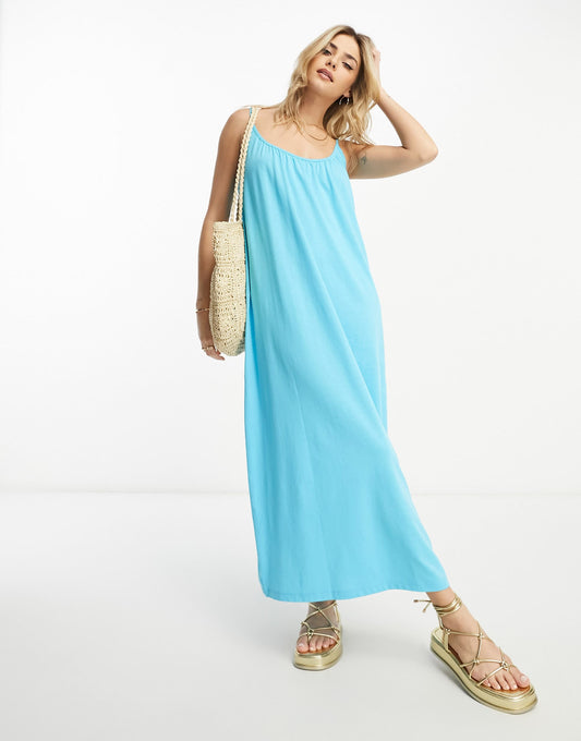 Vero Moda chuck on cami maxi dress in blue