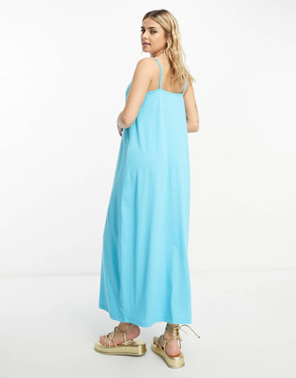 Vero Moda chuck on cami maxi dress in blue