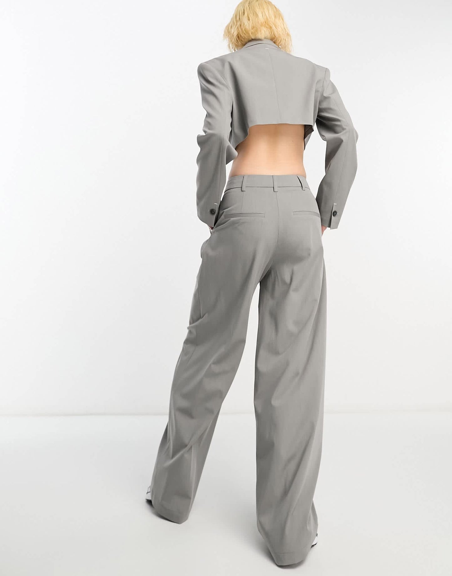 Bershka peg tailored trousers co-ord in cool grey