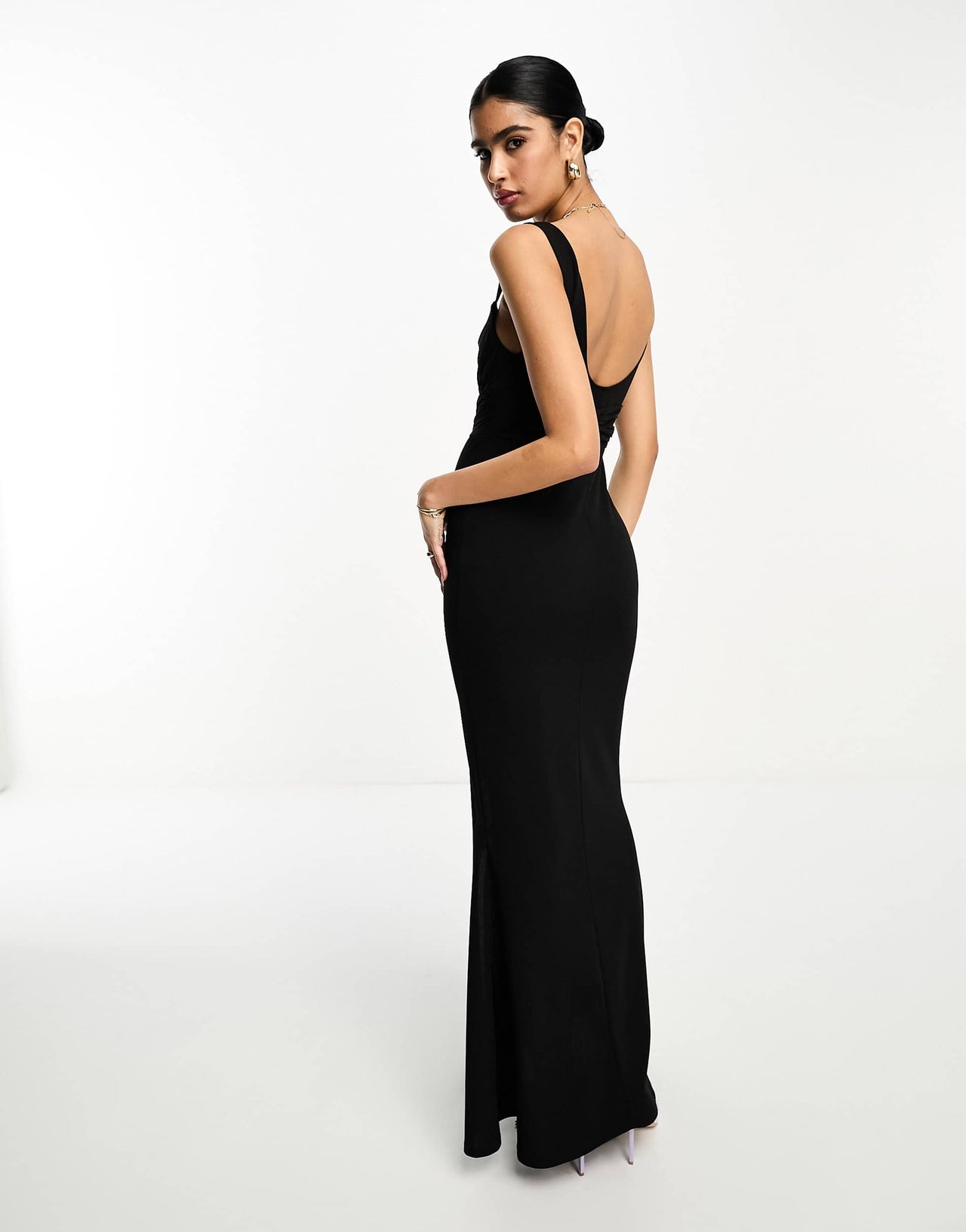 ASOS DESIGN cami corset mesh midi dress in black