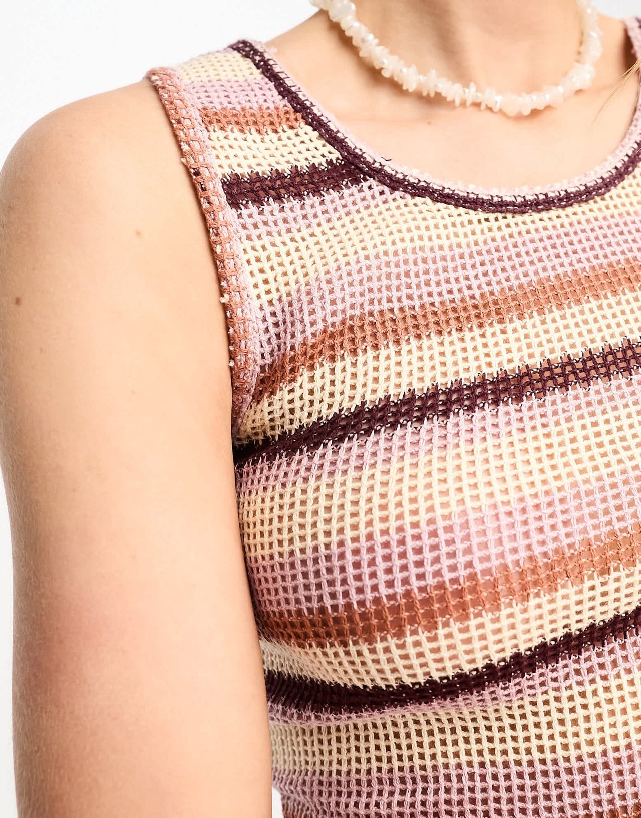 COLLUSION crochet stripe vest maxi dress in multi