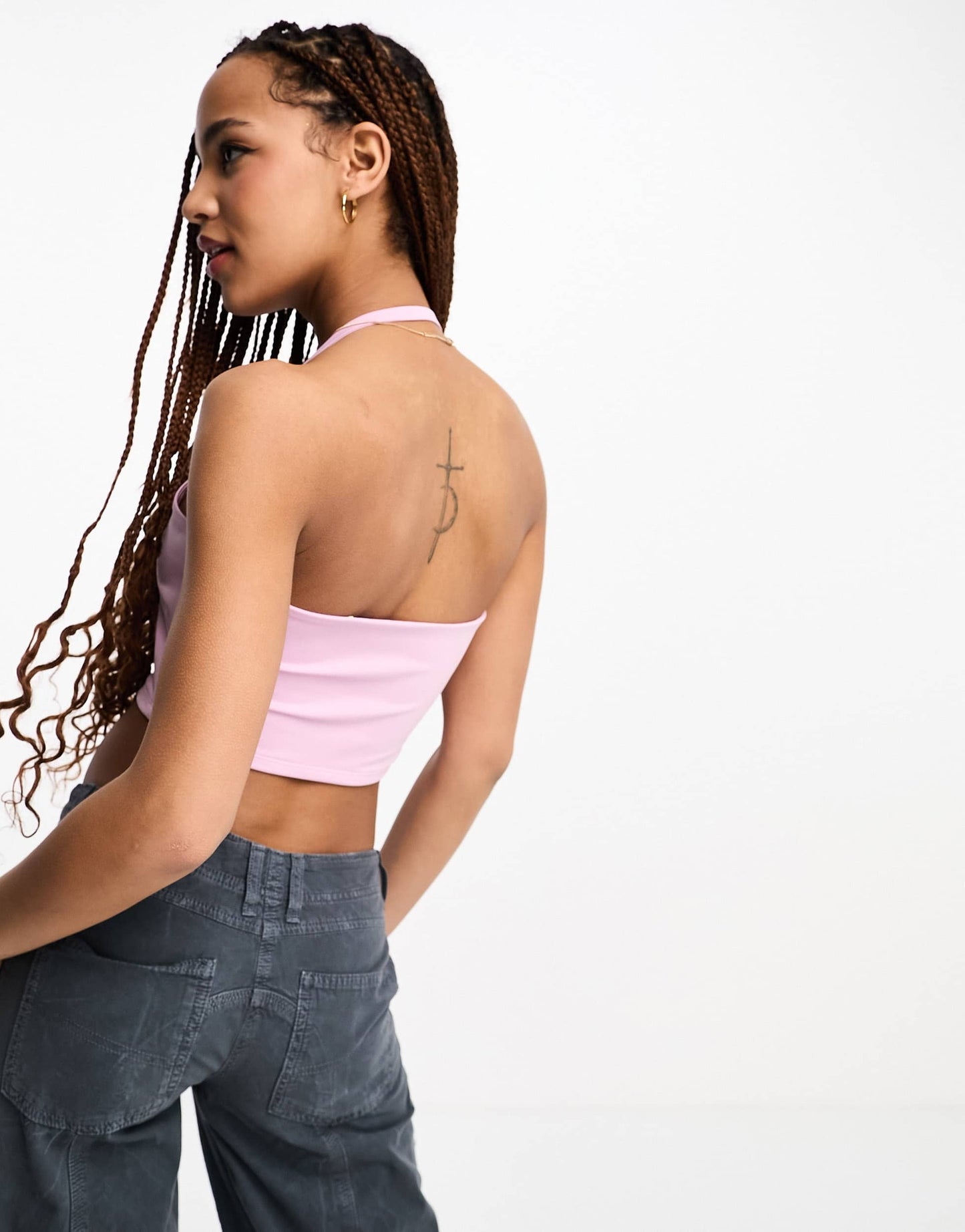 Levi's 90's halterneck crop top in pink with logo