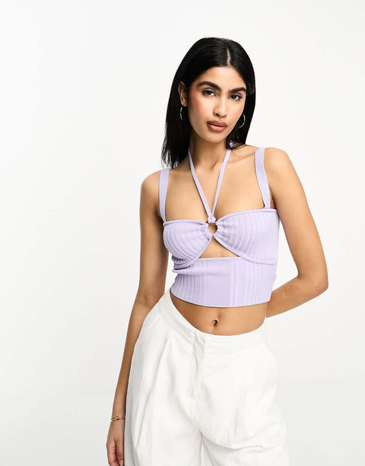 4th & Reckless emerie pleated knit top in lilac