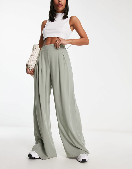 ASOS DESIGN wide leg trouser in sage