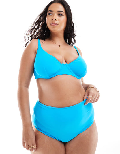 ASOS DESIGN Curve mix and match high waist bikini bottom in bright blue