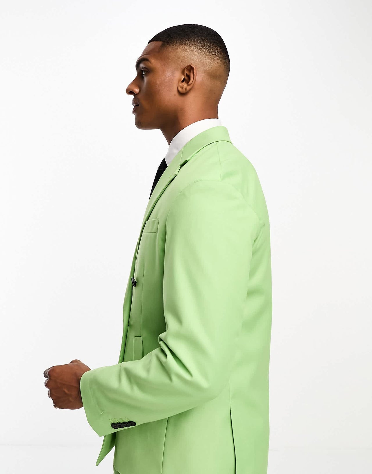 Devils Advocate green oversized double breasted notch lapel suit jacket