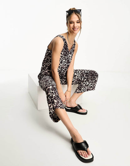 Whistles leopard print sleeveless jumpsuit in multi