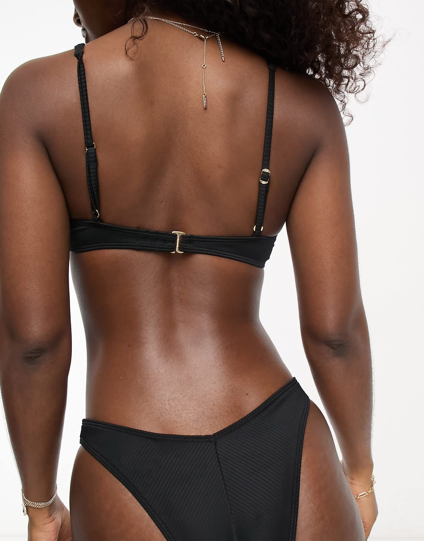 Hollister ribbed underwire co-ord bikini top in black