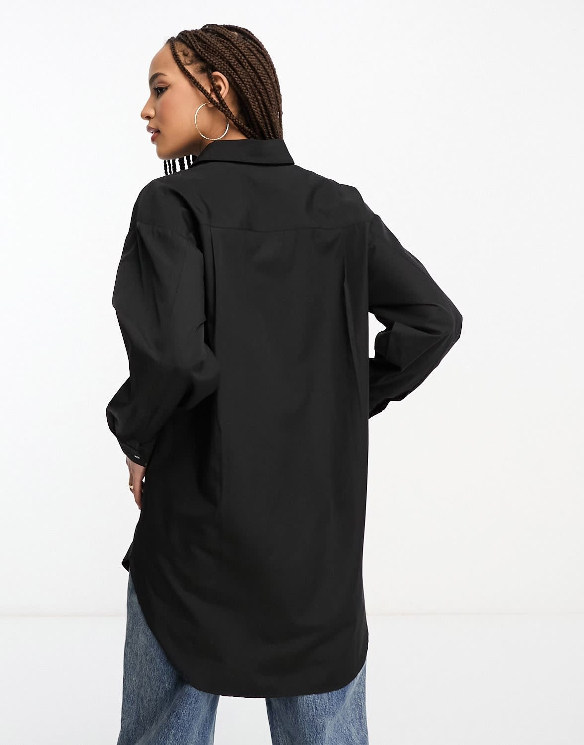 Stradivarius oversized cotton shirt in black