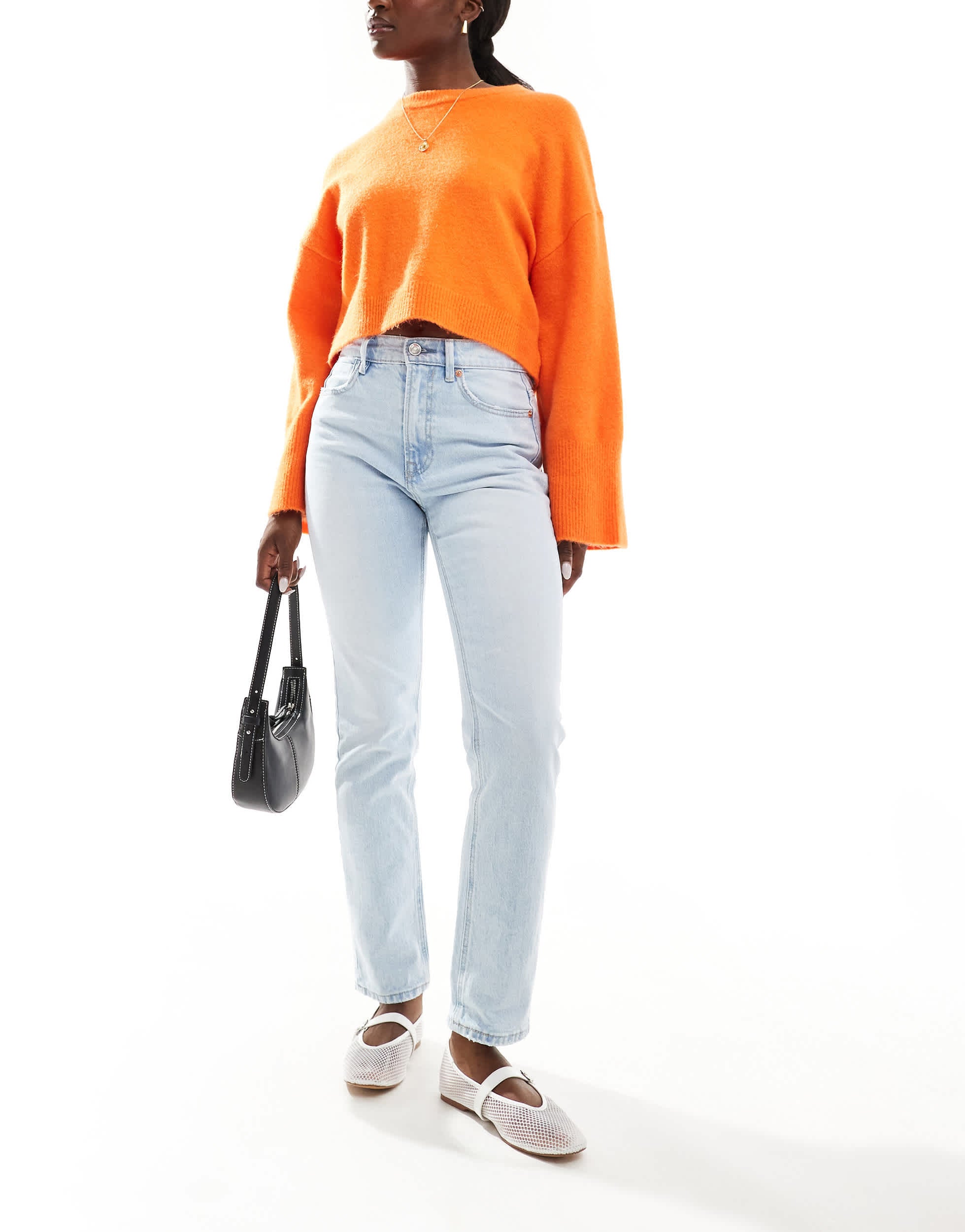 Stradivarius slim straight leg jean in light blue