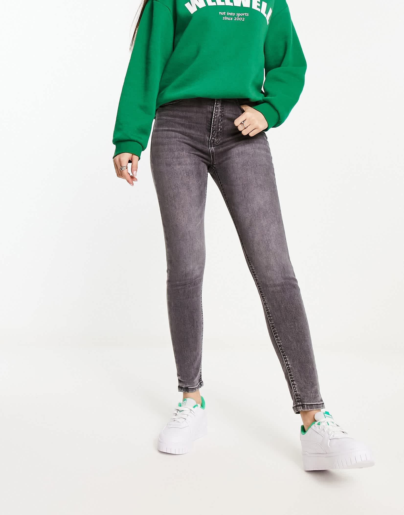 Stradivarius super high waist skinny jean in grey