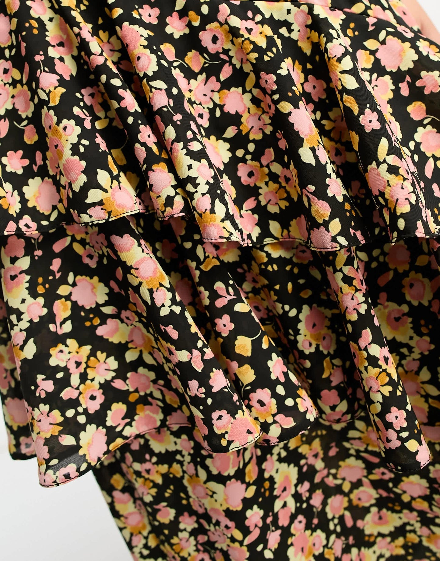 New Look ruffle midi dress in black floral print