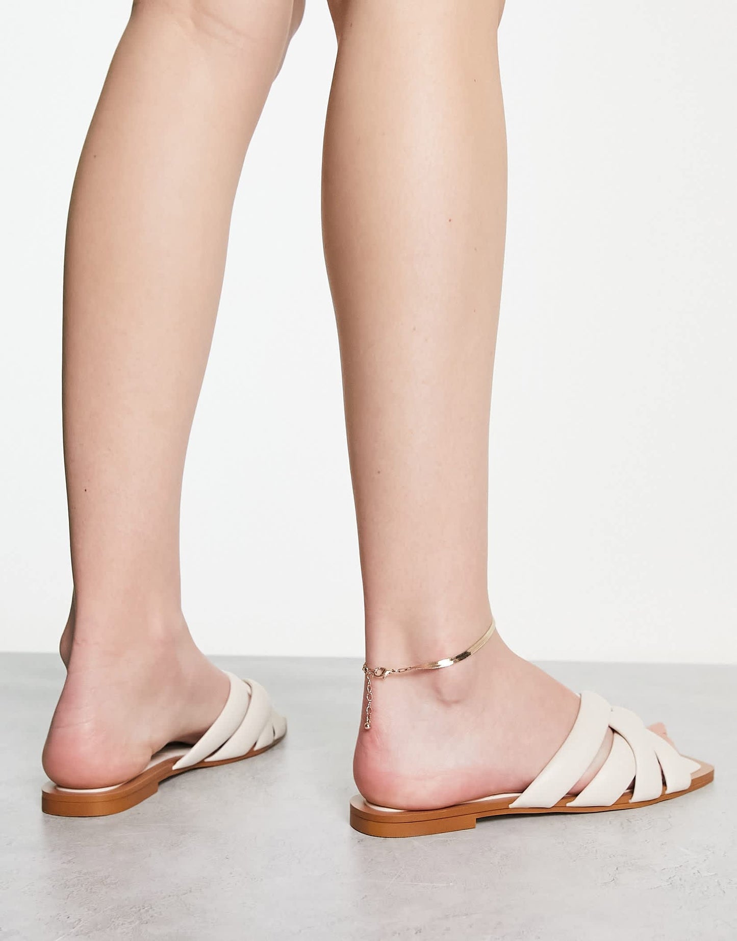 Stradivarius cross strap sandal in ecru