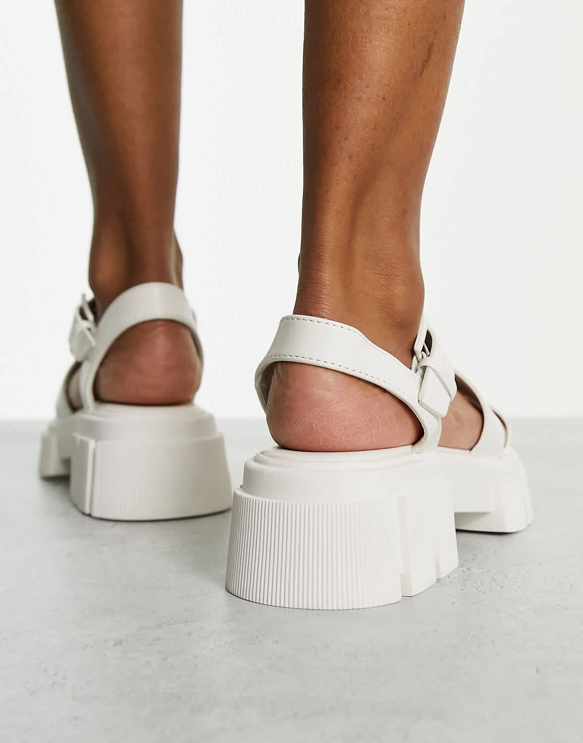 Stradivarius multi strap chunky sandal in white