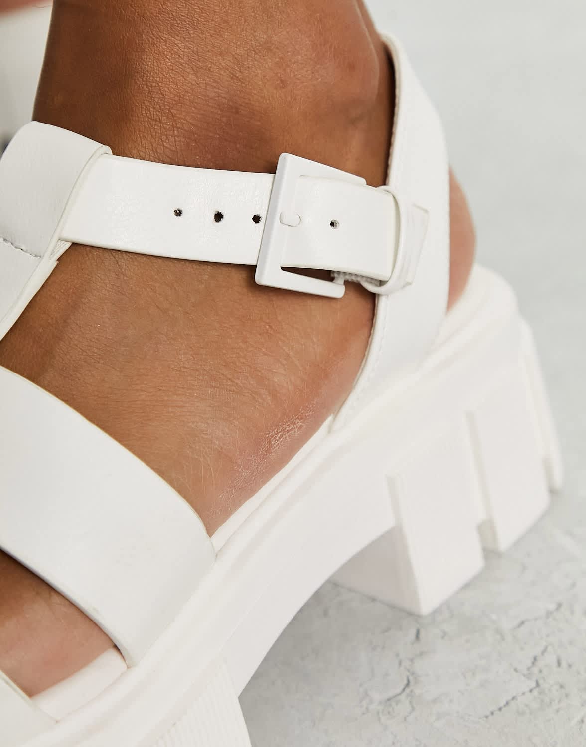 Stradivarius multi strap chunky sandal in white
