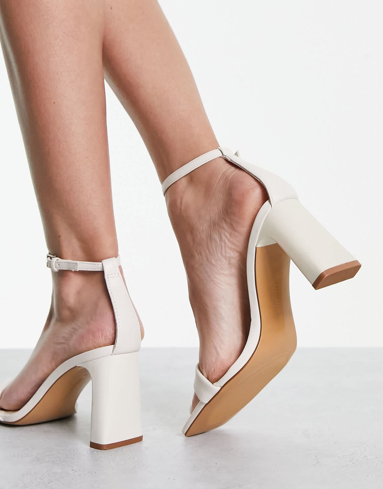 Stradivarius heeled sandal in white