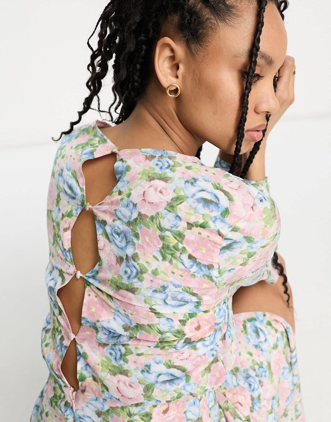 & Other Stories chiffon midaxi dress with split in multi floral